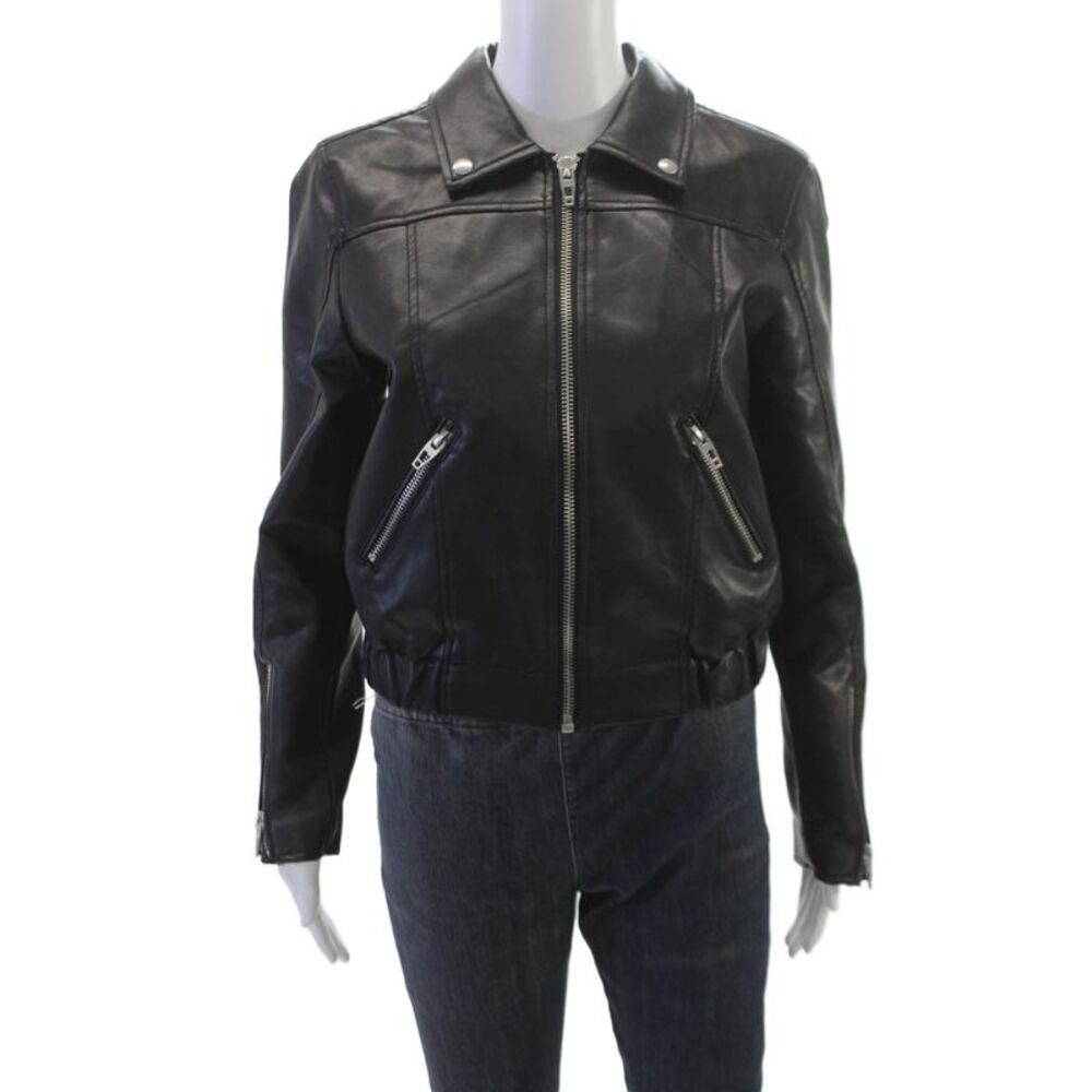 BLANKNYC Women Motorcycle Jacket Black Zip Long Sleeve Size S